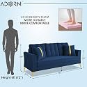 Adorn India Premium Maddox Tufted - 3 Years Warranty - 3 Seater Sofa Velvet Suede Fabric - Blue