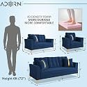 Adorn India Premium Maddox Tufted - 3 Years Warranty - 3+2+1 Sofa Set Velvet Suede Fabric - Blue