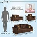 Adorn India Premium Maddox Tufted - 3 Years Warranty - 3+2+1 Sofa Set Velvet Suede Fabric - Brown