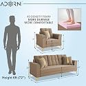 Adorn India Premium Maddox Tufted - 3 Years Warranty - 3+1+1 Sofa Set Velvet Suede Fabric - Beige