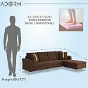 Adorn India Premium Maddox Tufted- 3 Years Warranty - L Shape 5 Seater Sofa Set -RHS-Velvet Suede Fabric - Brown