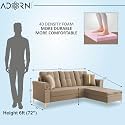 Adorn India Premium Maddox Tufted - 3 Years Warranty - L Shape 4 Seater Sofa Set Velvet Suede Fabric - Beige