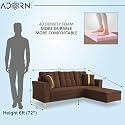 Adorn India Premium Maddox Tufted - 3 Years Warranty - L Shape 4 Seater Sofa Set Velvet Suede Fabric - Brown