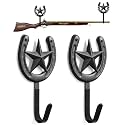 Adowes Gun Rack for Wall Western Shotgun Rifle Rack Wall Mount Metal Wall Gun Hanger Holder Display for Sword Bow Firearm Texas Star and Horseshoe