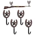 Adowes Gun Rack for Wall Western Shotgun Rifle Rack Wall Mount Metal Wall Gun Hanger Holder Display for Sword Bow Firearm Texas Star and Horseshoe