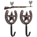 Adowes Gun Rack for Wall Western Shotgun Rifle Rack Wall Mount Metal Wall Gun Hanger Holder Display for Sword Bow Firearm Texas Star and Horseshoe