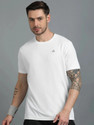 Adrenex Solid Men Round Neck White T-Shirt