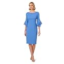 Adrianna Papell Knit Crepe Tiered Sleeve Dress, Navy Satn, 3