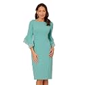 Adrianna Papell Knit Crepe Tiered Sleeve Dress, Navy Satn, 3