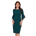 Adrianna Papell Knit Crepe Tiered Sleeve Dress, Navy Satn, 3