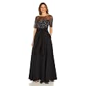 Adrianna Papell Women's Beaded Mesh and Taffeta Gown