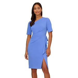 Adrianna Papell Womens Draped Knit Crepe Dress
