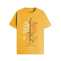 ADRO Guitar Design Printed T-Shirt for Men - 100% Cotton, Regular Fit, Soft Breathable Fabric.