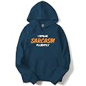 ADRO Men's I Speak Sarcasm Fluently Printed Hoodies (, Navy Blue)