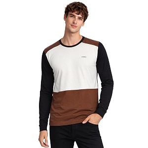 adro mens full sleeve t-shirt navy grey colorblock  cotton round neck casual tshirt  regular fit stylish t shirt