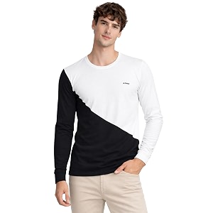 adro mens full sleeve t-shirt navy grey colorblock  cotton round neck casual tshirt  regular fit stylish t shirt