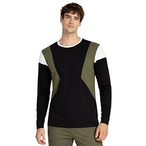 adro mens full sleeve t-shirt navy grey colorblock  cotton round neck casual tshirt  regular fit stylish t shirt