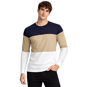 adro mens full sleeve t-shirt navy grey colorblock  cotton round neck casual tshirt  regular fit stylish t shirt