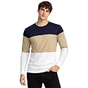 ADRO Men’s Full Sleeve T-Shirt Navy Grey Colorblock | Cotton Round Neck Casual Tshirt | Regular Fit Stylish T Shirt