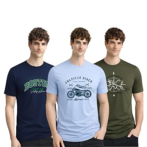 ADRO Mens Printed Cotton T-Shirts Pack of