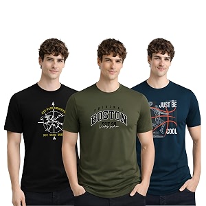 ADRO Mens Printed Cotton T-Shirts Pack of