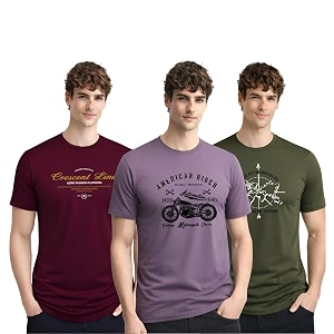 ADRO Mens Printed Cotton T-Shirts Pack of
