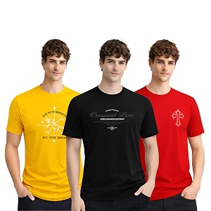 ADRO Mens Printed Cotton T-Shirts Pack of
