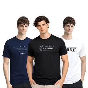 ADRO Mens Printed Cotton T-Shirts Pack of