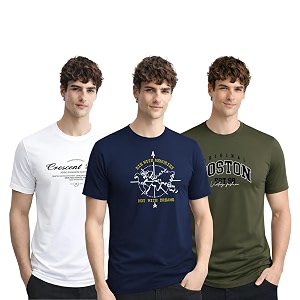 ADRO Mens Printed Cotton T-Shirts Pack of