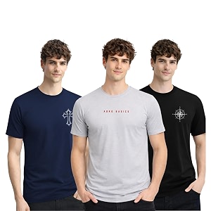ADRO Mens Printed Cotton T-Shirts Pack of