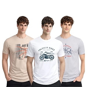 ADRO Mens Printed T-Shirts Pack of 3