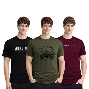 ADRO Mens Printed T-Shirts Pack of 3