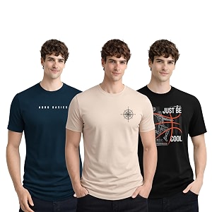 ADRO Mens Printed T-Shirts Pack of 3