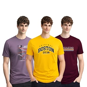 ADRO Mens Printed T-Shirts Pack of 3