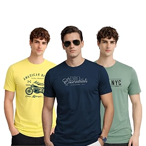 ADRO Mens Printed T-Shirts Pack of 3