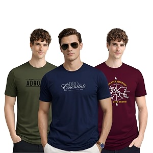 ADRO Mens Printed T-Shirts Pack of 3
