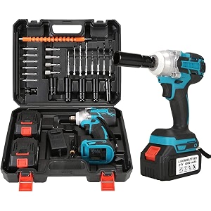 cordless impact wrench set industrial power wrench kits brushless copper motor impact power drill electric drill cordless rechargeable electrical impact power wrench with work light