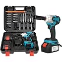 Cordless Impact Wrench Set Industrial Power Wrench Kits Brushless Copper Motor Impact Power Drill Electric Drill Cordless Rechargeable Electrical Impact Power Wrench With Work Light