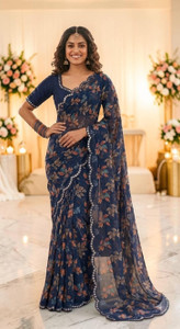 adroit management printed geometric print bollywood georgette saree
