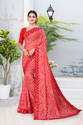 Adroit Management Printed Bollywood Georgette, Art Silk Saree (Red, White, Multicolor)