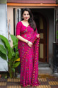 Adroit Management Printed Bollywood Georgette, Art Silk Saree (Purple)