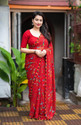 Adroit Management Printed Bollywood Chiffon Saree (Red)