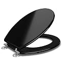Toilet Seat Cover | Black effect/Finsh | Non Soft Close type | Model : AI 2016E 014 PBn | Suitable for Conventional/Regular EWC Toilet pot.