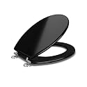 Toilet Seat Cover - Black - with Non Soft Close Hinges - CASCADE design - Model : AI 330016C 014 PBn - with complete factory fitted Hinges.