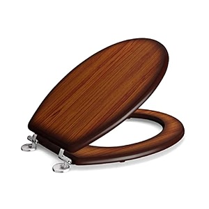 toilet seat cover - teakwood - with non soft close hinges - cascade design - model  ai 330016c 020 pbn - with complete factory fitted hinges