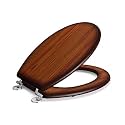 Toilet Seat Cover - Teakwood - with Non Soft Close Hinges - CASCADE design - Model : AI 330016C 020 PBn - with complete factory fitted Hinges.
