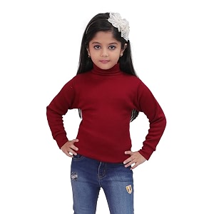 baby boys and girls wollen warm high neck full sleeves t-shirtinner sweaters for winter maroon-22
