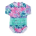 ADUKIDE Baby Girls Rash Guard Swimsuit Long Sleeve Ruffles Swimwear with Zipper UPF 50+ One Piece Beachwear Size 3-24 Months