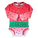 ADUKIDE Baby Girls Rash Guard Swimsuit Long Sleeve Ruffles Swimwear with Zipper UPF 50+ One Piece Beachwear Size 3-24 Months