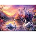 Adult Jigsaw Puzzle Swans Castle Lake 1000 Piece